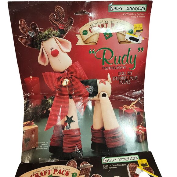 Daisy Kingdom Rudy & Rosy Reindeer Doll Kit Craft Pack Fabric Panels & Instructi - Picture 2 of 5